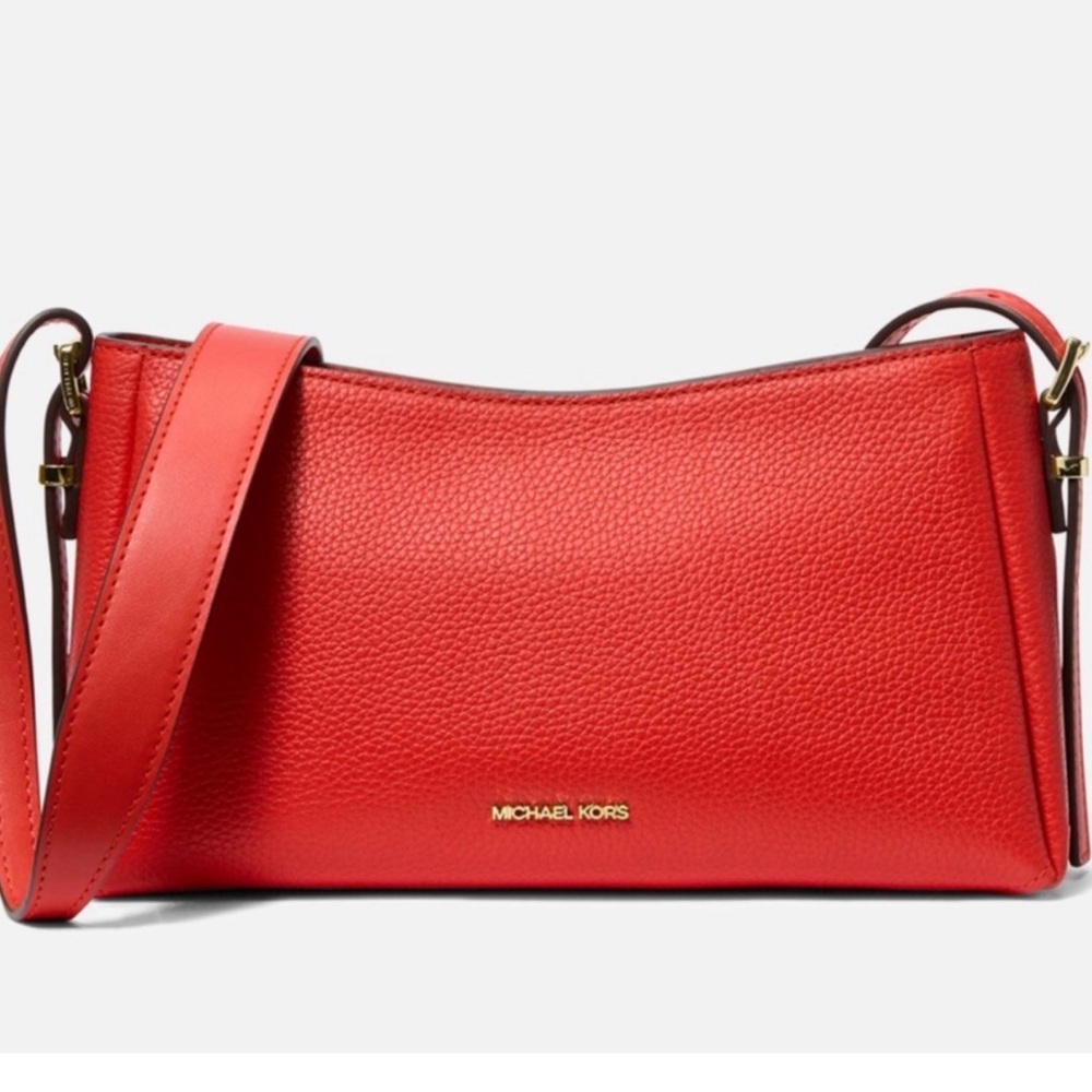 MICHAEL Michael Kors Moore Leather Pouchette Bag in Burnt Sienna NWT